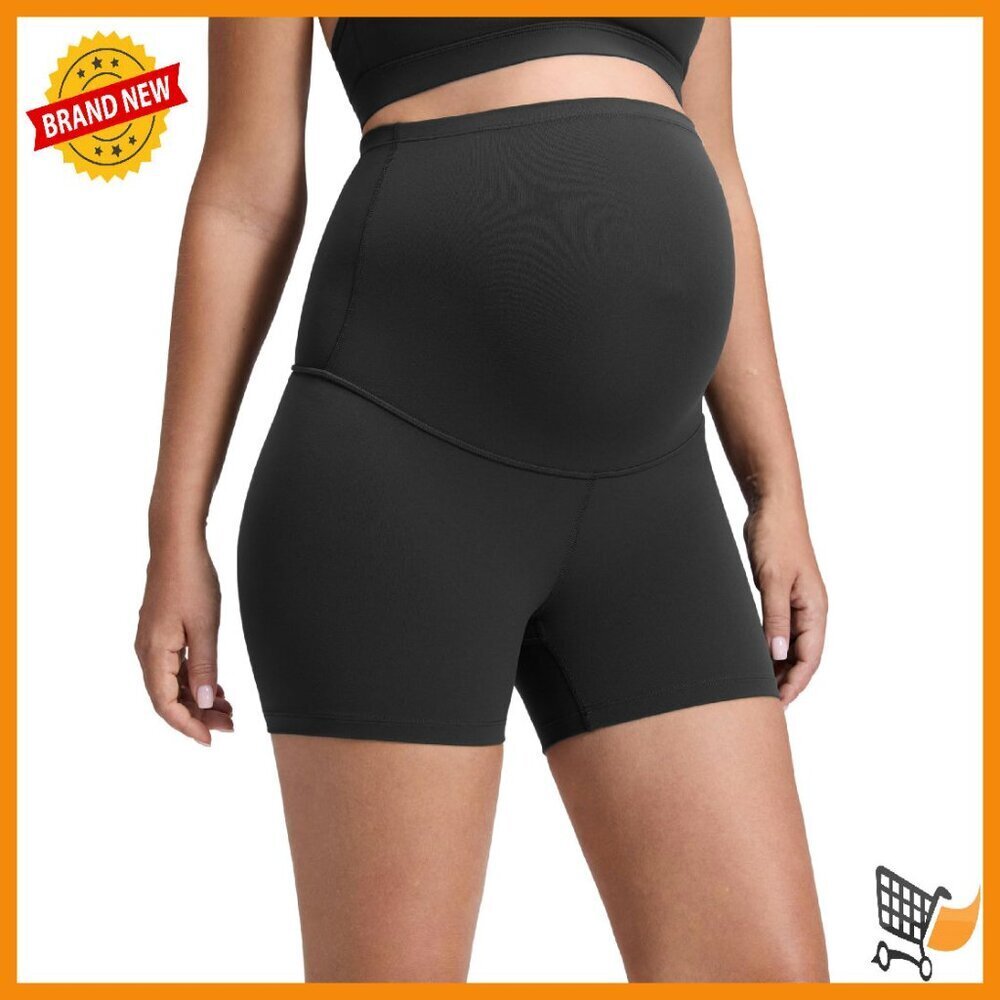 Buttery Soft Maternity Biker Shorts 4" Over Belly Yoga Workout Activewear